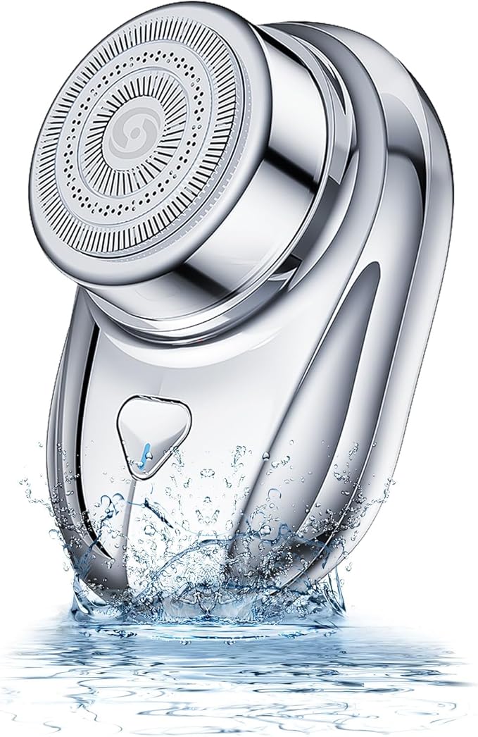 Mini Electric Shaver Men's Travel &amp Office Silver Waterproof USB Rechargeable 8000rpm 25 Blades