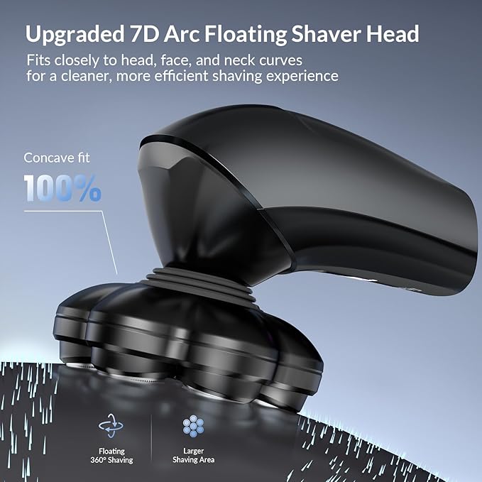 Head Shavers for Bald Men - 7D Arc Electric Razor with Magnetic Detachable Head Waterproof Wet Dry 5-in-1 Electric Shaving &amp Grooming Kit LED Display Rechargeable Head &amp Body Hair Shaver