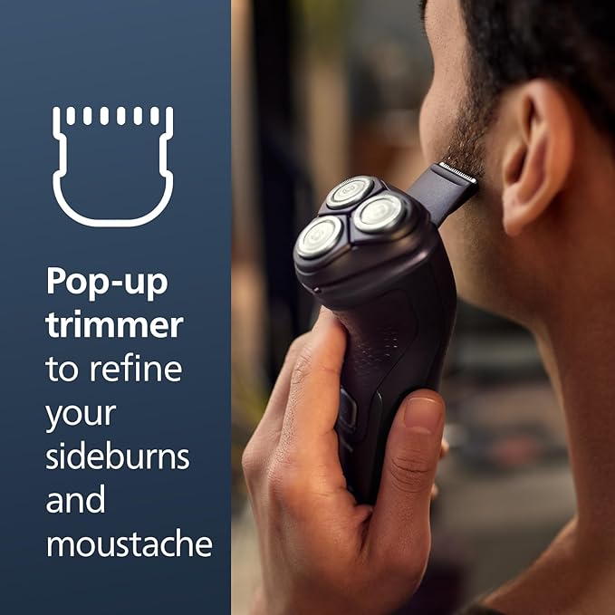 Philips Norelco Shaver 2400 Series Wet and Dry Electric Shaver Pop-up Trimmer P-Cap Deep Black Model X3001/90