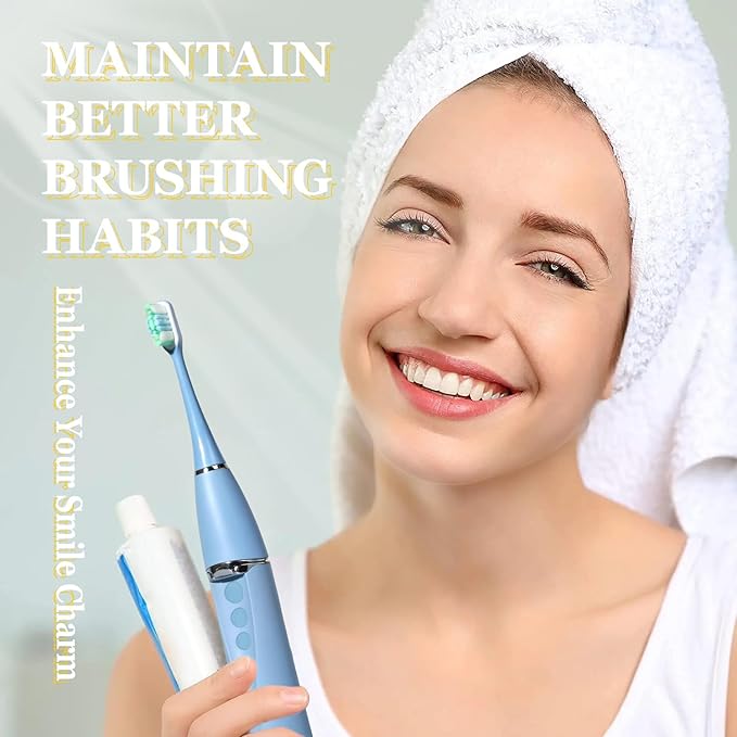 Foldable Electric Toothbrush for Adults ? Dual UV Sanitization 272 Sonic Modes USB-C Rechargeable 4 Brush Heads Leather Travel Case Portable Blue Toothbrush