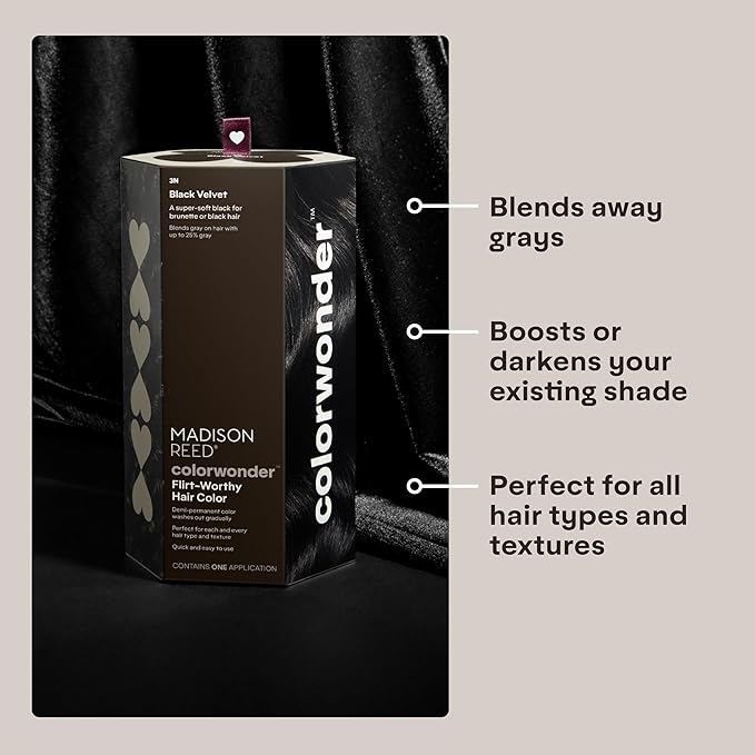 Madison Reed colorwonder Demi-Permanent Hair Color Effortless At-Home Hair Dye Ammonia-Free Cruelty-Free Black Velvet (3N Soft Black) Pack of 1