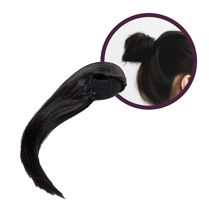 Sue's Collection Natural Human Skinny Hair Buns Piece Human Hair Bun Extension Mesh Donut for Women with Thin Hair Soft and Real Human Hair Bun Hair Pieces Girls and Women - Black 1