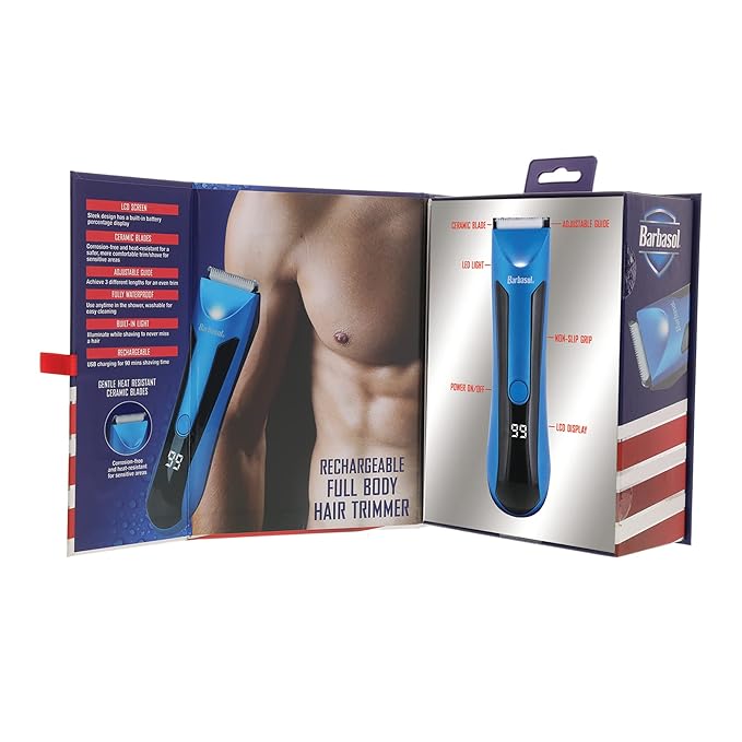 Barbasol Rechargeable Full Body Hair Trimmer/Groomer with Heat Resistant Ceramic Blades Xtreme Easy Cleaning