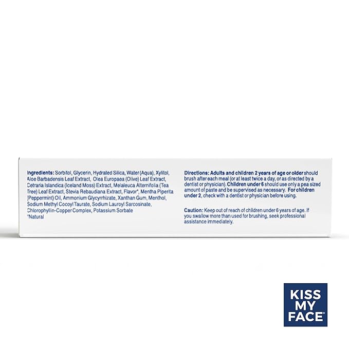Kiss My Face Sensitive Toothpaste Gel Citrus Mint Gel Protection for Sensitive Teeth and Gums with Tea Tree Oil Aloe and Iceland Moss Fluoride Free Vegan 4.5 oz 6 Pack