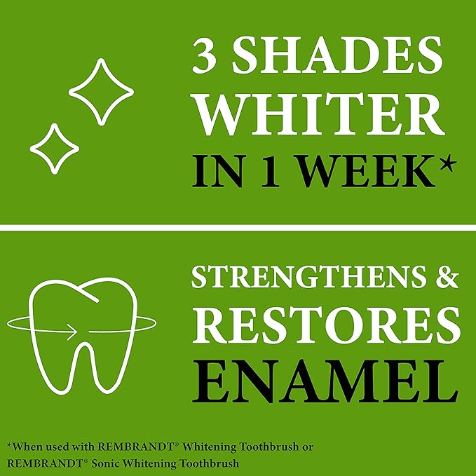 Rembrandt Deeply White + Peroxide Whitening Toothpaste Fresh Mint Flavor 2.6 Ounce (Pack of 2)