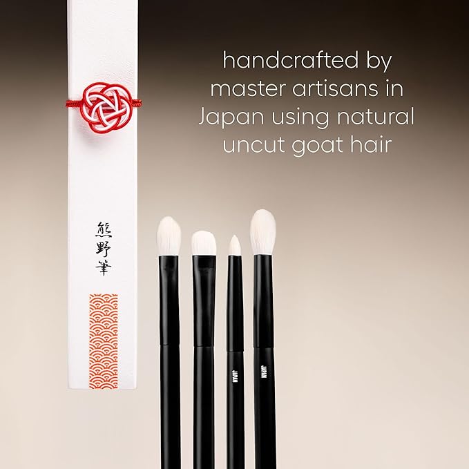 rephr The Core Eye Set ? 4 Natural Goat Hair Makeup Brushes for Blending Shading Detail &amp Crease Handmade in Kumano Japan