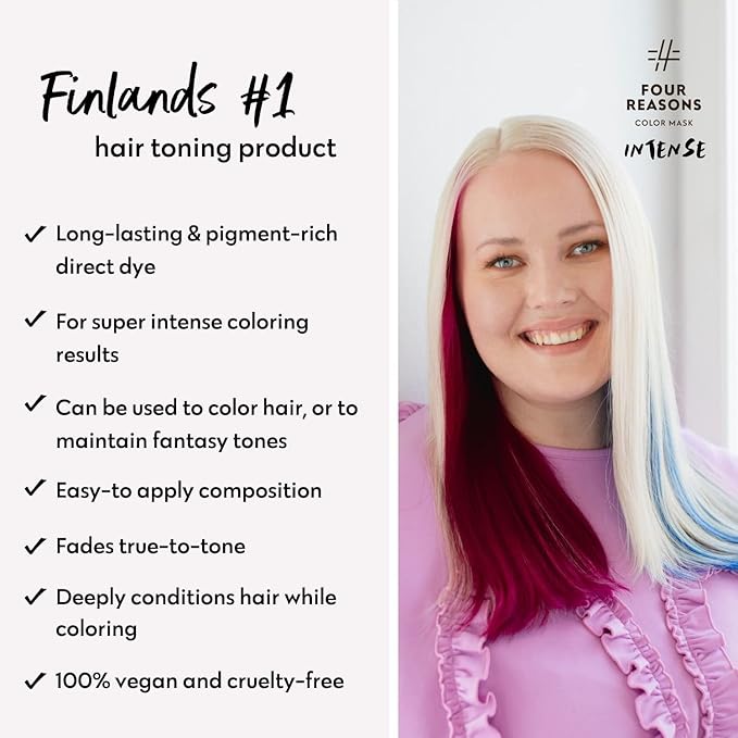 Four Reasons Color Mask INTENSE- Fuchsia ? (27 Colors) Intensive Toning Treatment - Color Depositing Conditioner ? Semi Permanent Hair Dye for Lightened and Colored Hair? 100% Vegan 6.76 fl oz