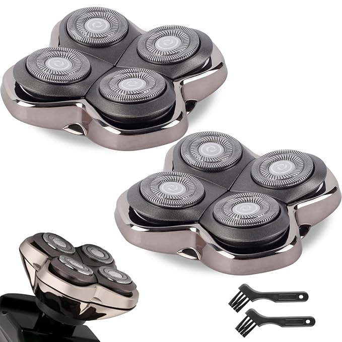 2 Pack Head Shaver Replacement Heads Compatible with Pitbulls Gold PROSilver PRO Platinum PROButterfly Kiss PRO - Hypoallergenic Stainless Steel Shaver Foil Replacement - 4D Floating Blade