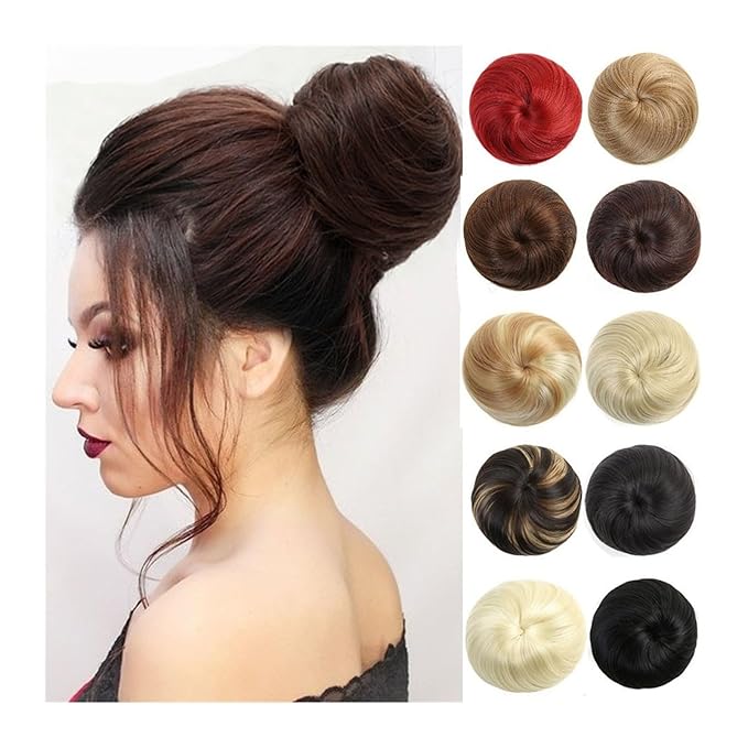 Messy Hair Bun Synthetic Hair Bun Straight Chignon for Women Girls Clip in Hair Tail Extension Hairpiece Drawstring Ballet Hair Bun Ponytail Extension Ponytail Hairpiece for Daily Wear (Color : 2-33
