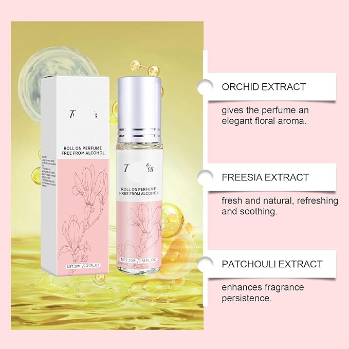 Elegant Orchid Roll-On Perfume - Long-Lasting Natural &amp Fresh Scent For Daily &amp Date Use Portable &amp Delicate Fragrance For All Occasions(3PCS)