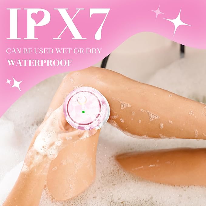Electric Razors for Women - Flawless Women's Electric Body Shaver Waterproof Wet Dry Hair Remover with Detachable Head Easy to Hold with Anti-Slip Strips Cherry