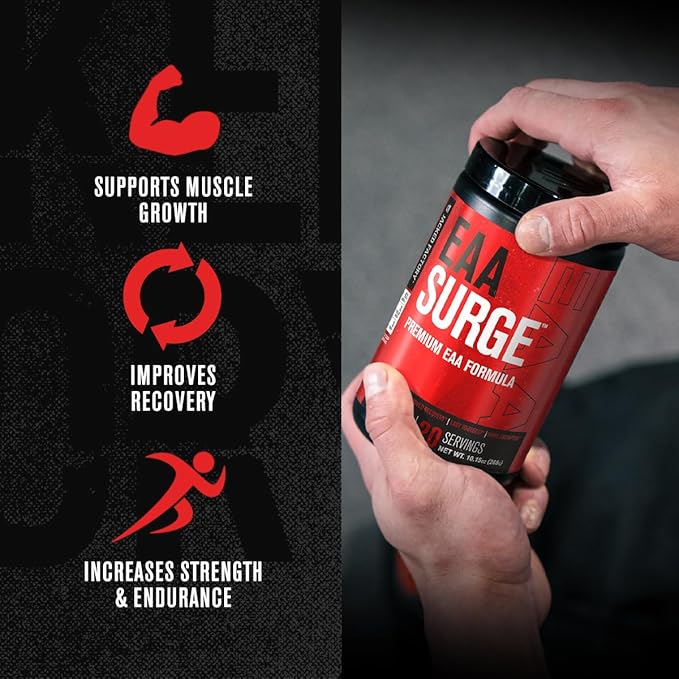 Jacked Factory EAA Surge Essential Amino Acids Powder - EAAS &amp BCAA Intra Workout Supplement w/L-Citrulline Taurine &amp More for Muscle Building Strength Endurance Recovery - Pineapple 20s