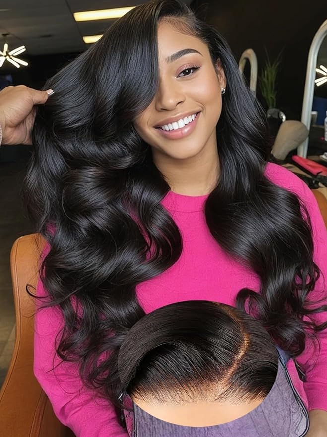 Durya Glueless Wigs Human Hair Pre Plucked Pre Cut 5x5 HD Lace Closure Wigs Human Hair Wear and Go Glueless Wigs Body Wave Lace Front Wigs for Black Women 250% Density 36 Inch