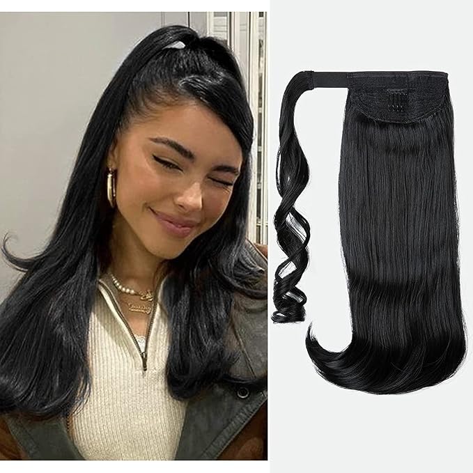 FRANCES Fake Hair Bun 18 Inch Synthetic Straight Ponytail Hair Extensions Wig Bun Wrap Ponytail Barrette Clips for Women Hair Accessories Hair Accessories (Color : #35)