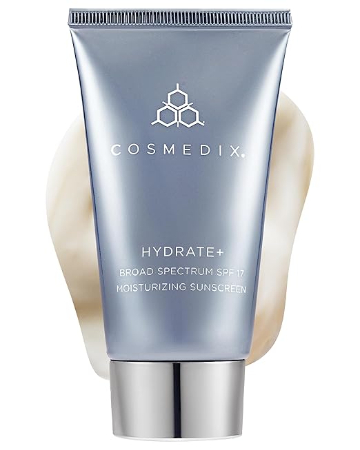 COSMEDIX Hydrate Plus Sunscreen with Broad Spectrum SPF 17 - Moisturizing Face &amp Body Sun Screen for Travel &amp Daily Skin Care - Sunblock for Skin Elasticity Dewy &amp Radiant Glow No White