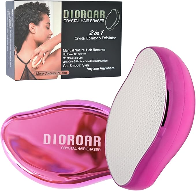 Crystal Hair EraserUpgrade Crystal Hair RemoverPhysical Nano Glass Hair Removal DevicePainless Epilator and Exfoliator Without Shaver for Quick Soft Silky Skin(Hot Pink)