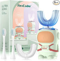 Ultrasonic Kid's U-Shaped Electric Toothbrush IPX7 Waterproof Five Cleaning Modes 60S Smart Reminder (Cartoon Astronaut Green Ages 2-6)