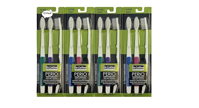 Dr. Collins Perio Toothbrush 3 Pack (Colors Vary) (Qty. 12 Pack of 4)