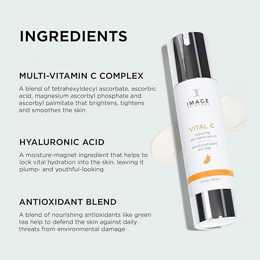 IMAGE Skincare VITAL C Hydrating Face Serum with Vitamin C and Hyaluronic Acid to Brighten Tone and Smooth Appearance of Wrinkle
