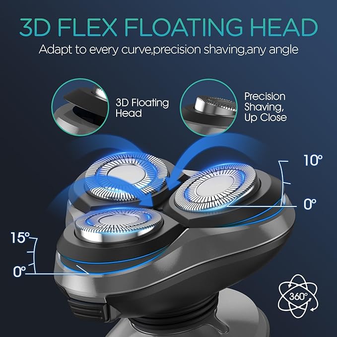 VOYOR Electric Razor for Men Cordless Shavers for Shaving with face sideburn Nose Ear Hair ?Rechargeable Wet Dry Waterproof TX410 New (New Version-Grey)