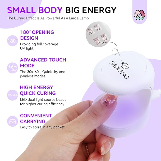 SAVILAND Quick-dry Builder Nail Gel Kit - Clear Pink Builder Hard Gel with Mini UV Light Top Gels Dehydrator Non-acid PH Bond Primer and Nail Extension Application Tools for beginners