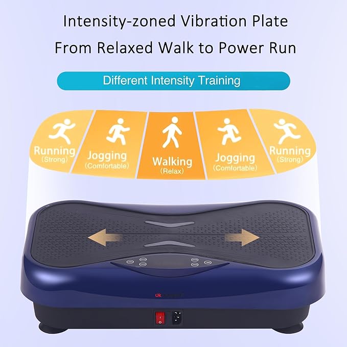 Whole Body Vibration Plate Exercise Machine ? Power Vibrating Plate for Lymphatic Drainage Weight Loss Shake Plate Exercise Platform with Touch Screen &amp Resistance Bands Equipment for Women Men