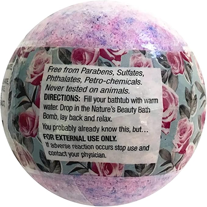Nature's Beauty Yuzu &amp Rose Oil Bath Bomb Multi-Pack - Natural Hand Crafted Non-Staining Luxury Fizzy Spa Bomb Nourish Dull + Dry Skin Made w/Coconut Oil + Witch Hazel 4.6 oz (4 Pack)