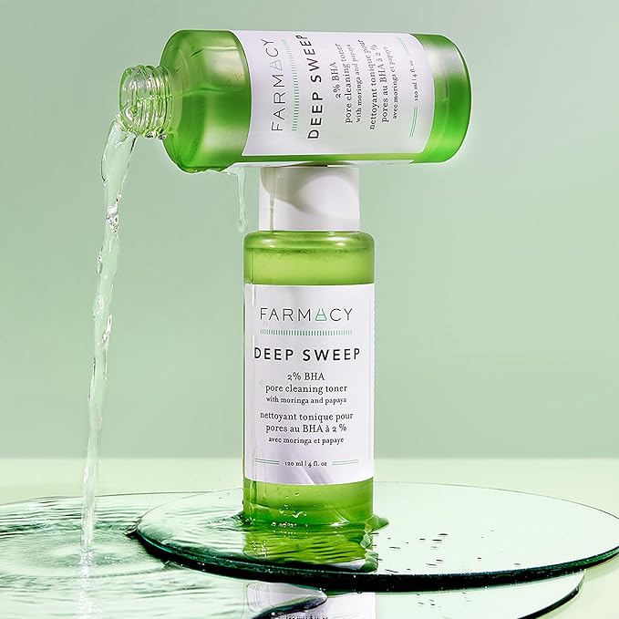 Farmacy 2% Salicylic Acid Toner for Face - Deep Sweep Gentle BHA Exfoliant for Oily Skin - Refines Texture with Papaya Enzymes &amp Moringa Water for a Healthy-Looking Complexion (120ml)