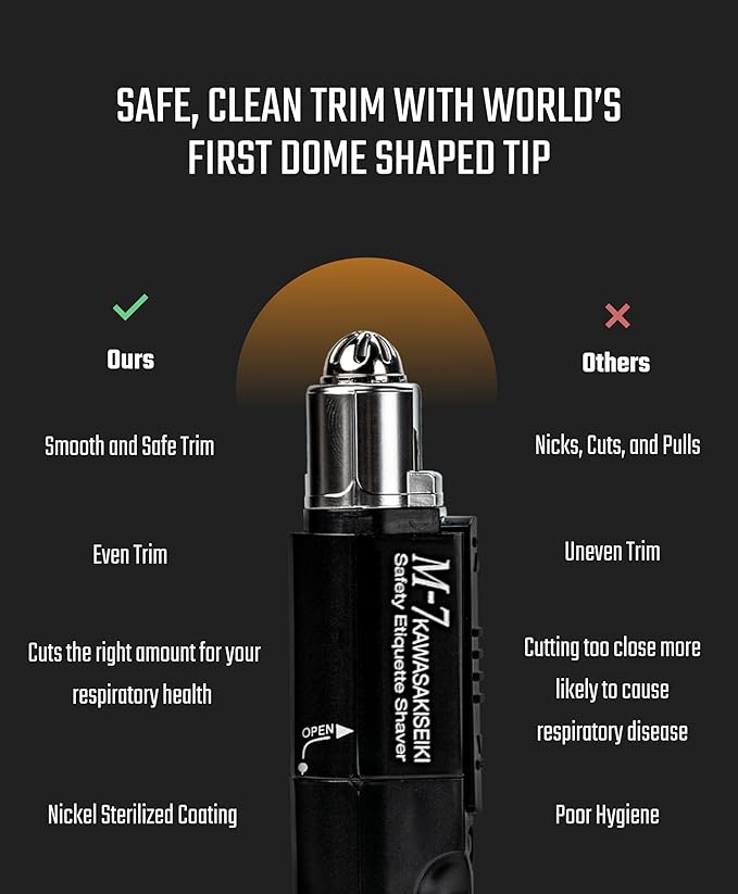 M-7 Nose Hair Trimmer ? Multifunctional Nose Ears and Eyebrows Hair Trimmer for Men with Nickel Sterilized Coating and Self-Cleaning Water Resistant Design ? Travel Pouch Included