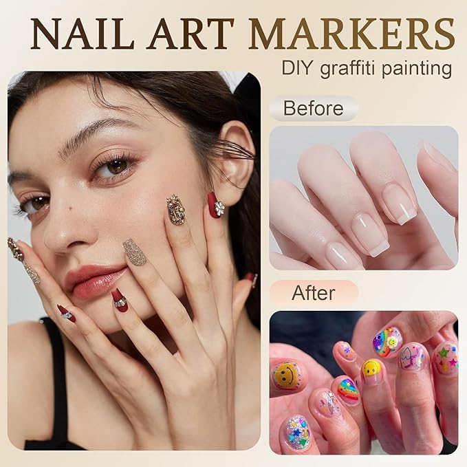 12 Colors Nail Art Pens Set Nail Art Markers Polish Pen for 3D Nail Art Drawing Painting Liner Brush for DIY Nail Art Beauty Adorn Manicure Tools (36 colors)