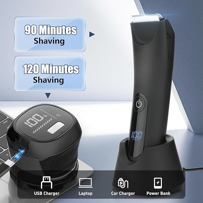 SUNNOW Body Hair Trimmer &amp Head Shavers for Bald Men Ball Pubic Hair Trimmer Head Electric Shavers Razor Kit Ball Body Groomer for Bikini/Groin/Grooming