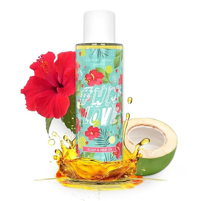 HM Love Scalp &amp Hair Oil | Scalp care | Anti Frizz | Real Hibiscus Flowers Coconut Milk Oil | Natural | No Mineral Oil Chemical-Free | 100mL
