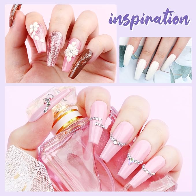 SAVILAND Acrylic Nail Kit with Drill: 15g White Pink Clear Acrylic Powder and Liquid Set with False Tips Nail Forms Brushes Primer Top Gel Manicure Tools Kit with Everything for Beginners Home DIY