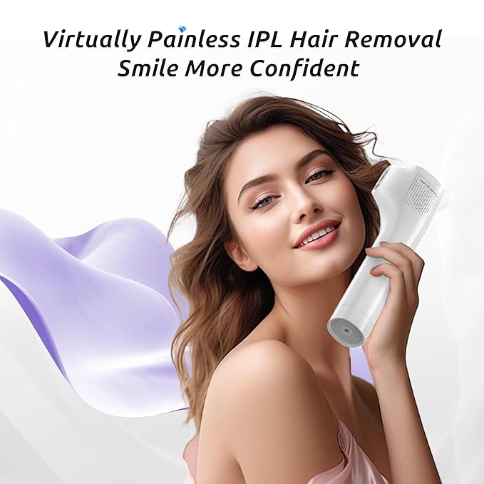 Laser Hair Removal Device for Women and Men IPL Painless Sapphire Laser Hair with 40°F Ice-Cooling System Safe for Body Treatment Long-Lasting Hair Removal from Home Face Legs Back Bikini Line