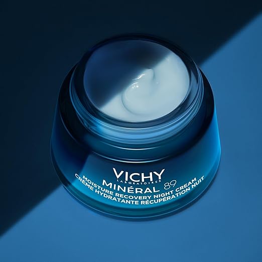 VICHY Min?ral 89 Moisture Recovery Night Cream Face Moisturizer with Hylauronic Acid Melatonin &amp Minerals for Skin Barrier Repair Plumps Skin Non-Greasy 50ml