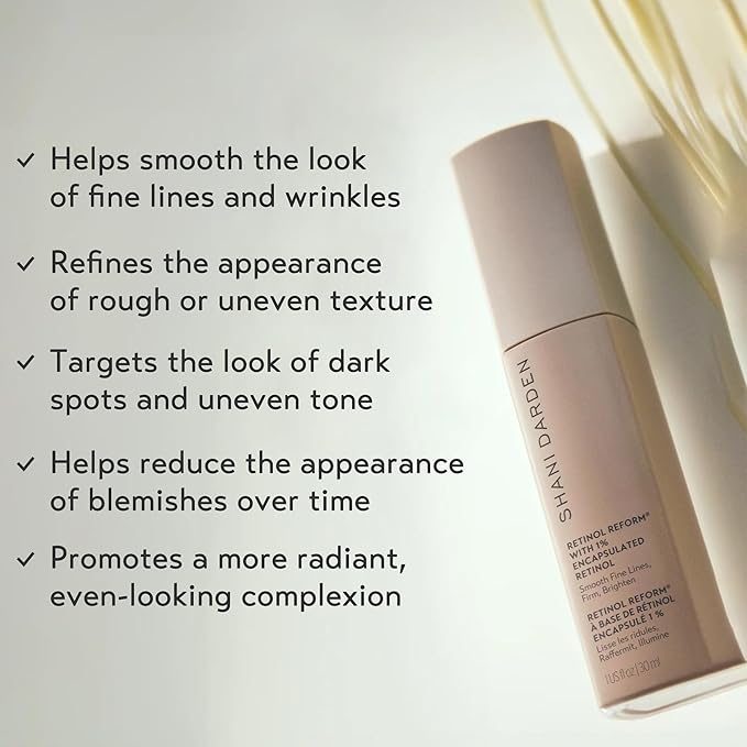 SHANI DARDEN SKIN CARE Retinol Reform with 1% Encapsulated Retinol Serum for Face &amp Neck Gentle Slow-Release Retinol Face Serum with Tripeptide for Wrinkles Fine Lines &amp Uneven Tone 0.3 fl