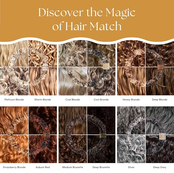 Authentic Mulberry Silk Skinny Hair Match Scrunchies for Women Anti Breakage Hair Ties for Curly Thick &amp Thin Hair 100% Silk for Buns Sleep &amp Ponytail Honey/Deep Bronde (4 Pack)