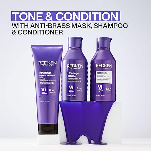 Redken Blondage Express Anti-Brass Mask For Blonde &amp Highlighted Hair - Ultra-Pigmented Purple Mask For Blonde Hair