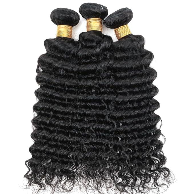 Human Hair Bundles BrazilianDeep Wave One Bundle 14inch 100% Unprocessed Virgin Human Hair Deep Wave Quick Weaves Raw Bundles Deals Natural Black