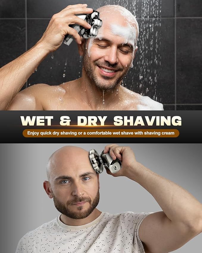 Head Shavers for Bald Men 7D Upgraded Detachable Head Shaver - IPX7 Waterproof Wet Dry 5-in-1 Grooming Kit Electric Razor Ideal Gift for Men