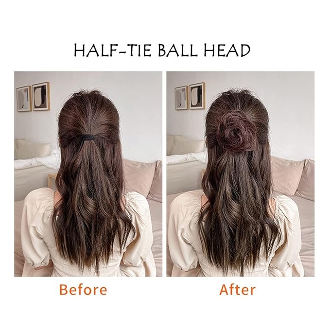 messy bun hair piece 2PCS Accessory Synthetic Hair Bun Ponytail Hairpieces for Women Girls Cat Ears Hair Donut Chignon Claw Clip in Messy Bun Mini Updo Extensions Wig hair buns hair piece ( Color : F