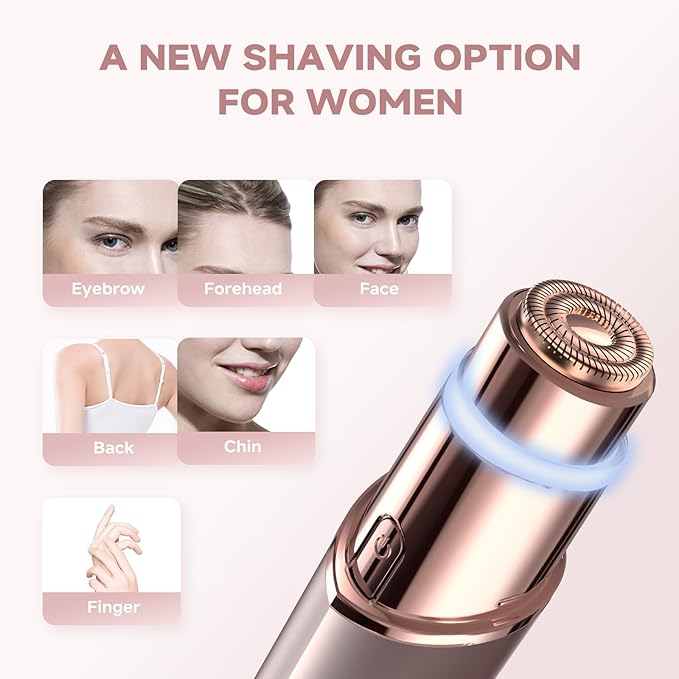 Facial Hair Remover for Women(Gen 3 Pro) Eyebrow Facial Trimmer Luxury 2 in1 Hair Removal Device for Face Lip Nose with Replacement Heads