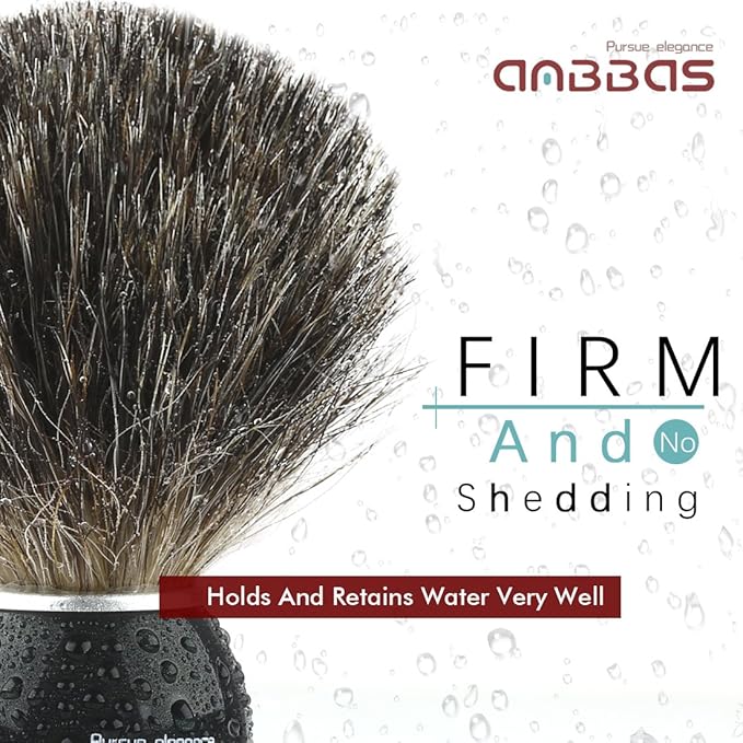 Anbbas Pure Badger Bristles Shaving Brush Black Wood Handle and Refill Soap Bar 100gStainless Steel Shaving Stand and Soap Cup Kit Perfect for Men