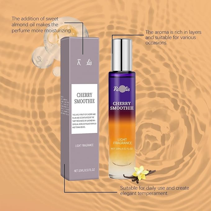 Cherry Vanilla Charm Rollerball Perfume - Natural Light Scent Portable &amp Exquisite Fragrance For Dates Long-lasting All-day Charming Scent(3PCS)