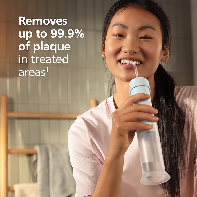 Philips Sonicare Compact Flosser 1000 Blue ProtectiveClean 5300 Rechargeable Electric Toothbrush and 2PK Compact Nozzle Bundle