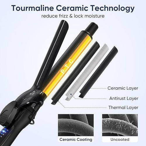 1 Inch Curling Iron 5 Temperature Settings Professional Spring Hair Iron for All Hair Types Max 430℉ with Heat Resistant Mat (1 Inch Black)