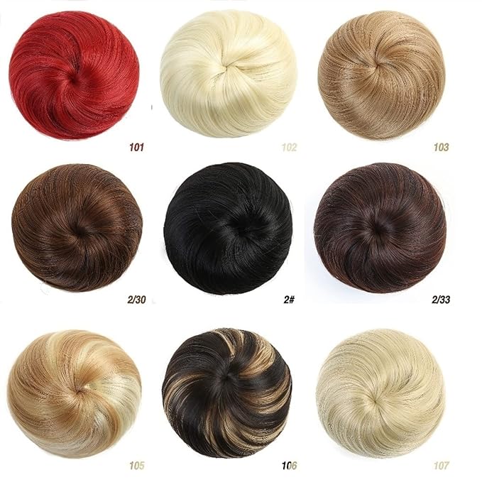FRANCES Fake Hair Bun Synthetic Hair Bun Donut Bun with Elastic Band Ponytail Extensions Hair Clip Wig Ponytail Headwear for Women Hair Accessories (Color : 105)