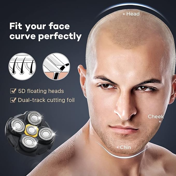 Shaver Replacement Heads Compatible with Microtouch Titanium Head Shaver for Bald Men 3 Pack