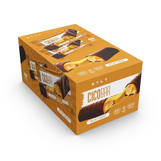 CICOBAR by HTLT | Soft &amp Delicious Protein Bars | 20g of Plant-Based Protein and only 230 Calories per Serving | High-Protein Snacks for Adults | 12-Pack (Milky Crisp)