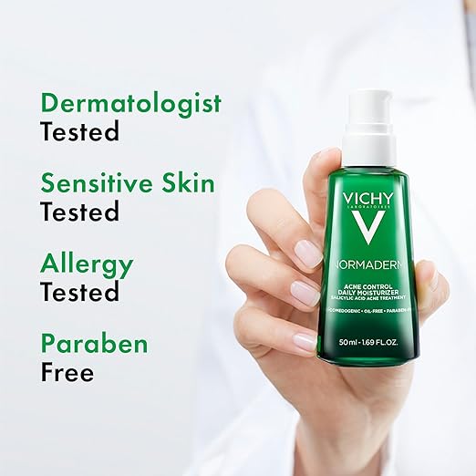 VICHY Normaderm Acne Control Daily Moisturizer Oil Free Acne Moisturizer For Face Max Strength 2% Salicylic Acid + Hyaluronic Acid + Vitamin C Targets Blackheads Blemishes &amp Enlarged Pores